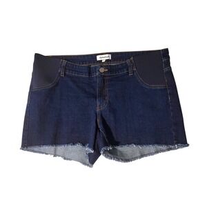 Motherhood Maternity Jean Shorts Medium Stretch Dark Wash New Nwot Cut Off Fray